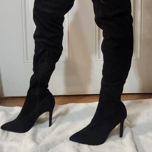 Thalia Sodi Black Over the Knee Suede Boots Size 8